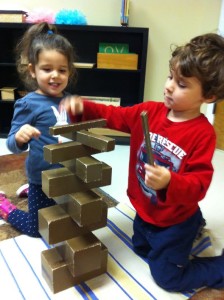 Henry and Emily building a Tower